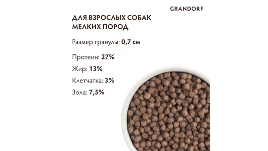 Корм сухой Grandorf Индейка для собак мини-пород 3 кг Корм сухой Grandorf Индейка для собак мини-пород 3 кг