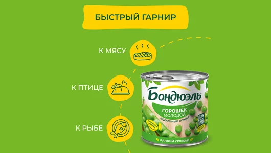 Зеленый горошек Бондюэль молодой 400 г Зеленый горошек Бондюэль молодой 400 г