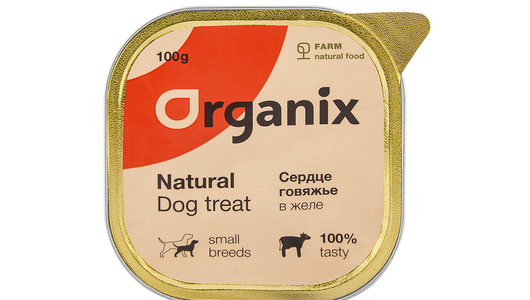 Organix лакомства Влажное лакомство для собак сердце говяжье в желе, измельченное., 100г