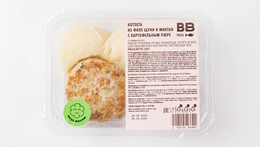 Котлета из филе щуки и минтая с картофельным пюре Котлета из филе щуки и минтая с картофельным пюре