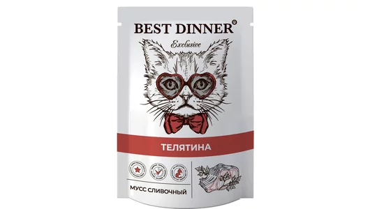 BEST DINNER 85гр Для котят и кошек, мусс сливочный с телятиной