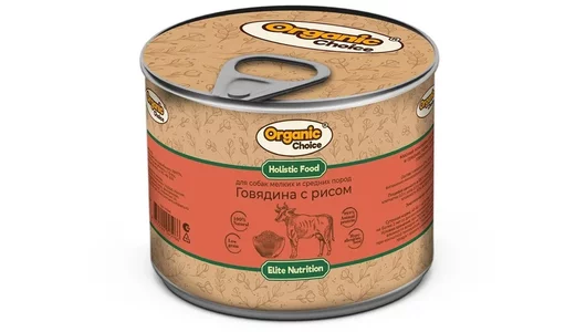 Влажный корм Organic Сhoice для взрослых собак мелких и средних пород, говядина и рис 240г