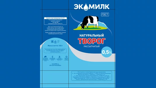 Творог Экомилк обезжиренный натуральный рассыпчатый 350 г