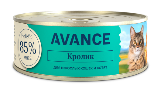AVANCE holistic консервы Для кошек и котят с кроликом, Natural&Healthy Rabbit, 100 г