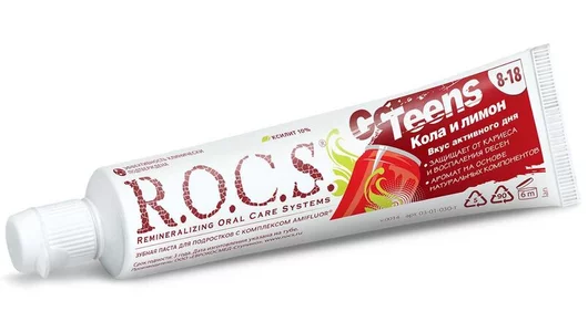 R.O.C.S. Teens Зубная паста для&nbsp;детей 8-18 лет Вкус активного дня. Кола и&nbsp;Лимон 74 г