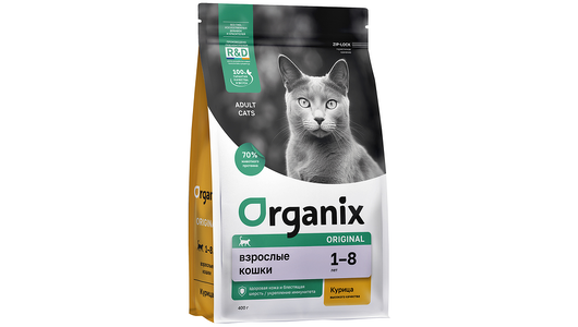 Organix сухой корм Cухой корм для взрослых кошек с курицей, фруктами и овощами, Adult Chicken, 400 г
