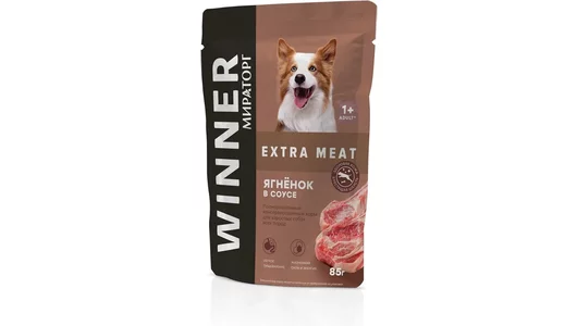 Мираторг 85гр для собак всех пород Ягнёнок в соусе Extra Meat (пауч)