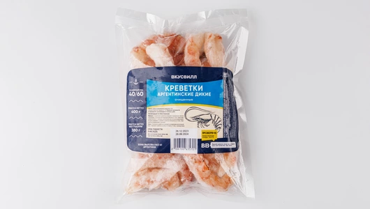 Креветки аргентинские дикие очищенные 40/60 зам., 400 г
