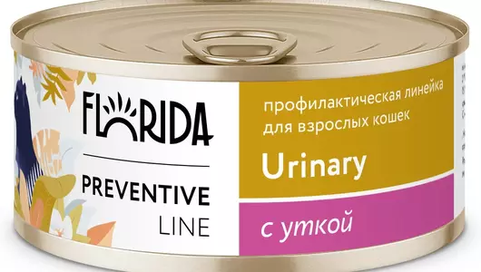 FLORIDA prof консервы (профилактика) Urinary для кошек. «Профилактика образования мочевых камней» с уткой, 100г