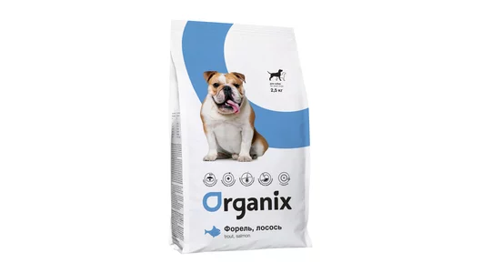 Organix сухой корм для взрослых собак с форелью и лососем, 2,5 кг