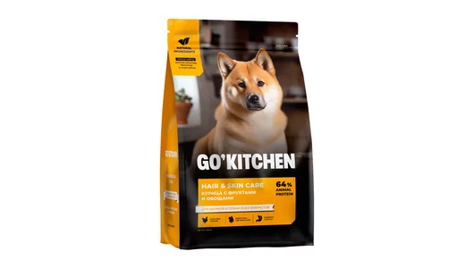 GO'KITCHEN для щенков и собак, со свежей курицей, фруктами и овощами, 1,59 кг