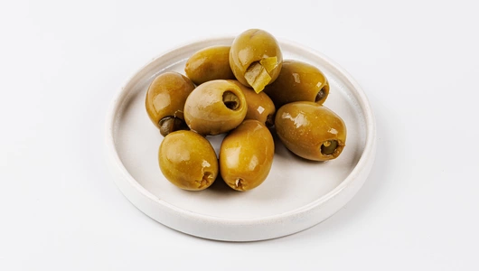 Оливки зеленые фаршированные перцем халапеньо, 120 г Оливки зеленые фаршированные перцем халапеньо, 120 г