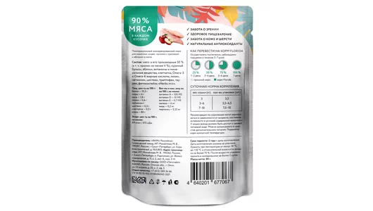 FLORIDA паучи Для взрослых кошек: кусочки с кроликом и яблоком в желе, 85г