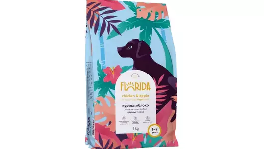 FLORIDA Сухой корм для взрослых собак крупных пород с курицей и яблоком, Maxi Adult Chicken, 1 кг
