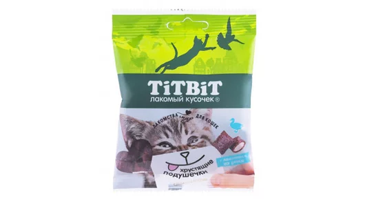 Хрустящие подушечки для кошек с паштетом из утки 30 г ТИТБИТ