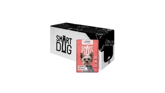 Smart Dog паучи «Упаковка 25 шт» Паучи для взрослых собак малых и средних пород кусочки телятины в аппетитном желе, 25*85г