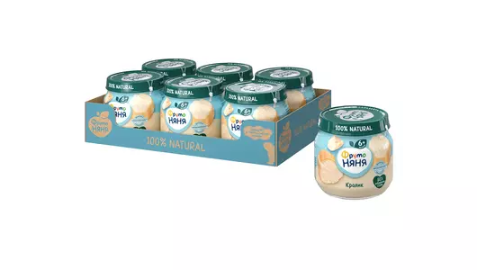 Пюре мясное ФрутоНяня Кролик с 6 месяцев 80 г Пюре мясное ФрутоНяня Кролик с 6 месяцев 80 г