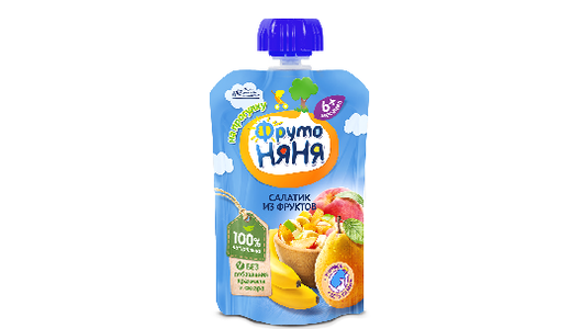 Пюре фруктовое ФрутоНяня Салатик из фруктов с 6 месяцев пауч 90 г Пюре фруктовое ФрутоНяня Салатик из фруктов с 6 месяцев пауч 90 г
