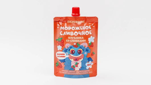 Мороженое сливочное «Клубника со сливками» дой-пак, 90 г
