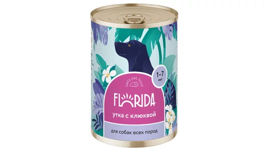 FLORIDA консервы Для собак «Утка с клюквой», 400г