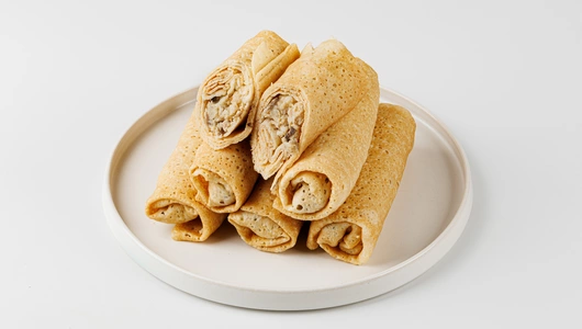 Блинчики с курицей, грибами и сыром, зам.