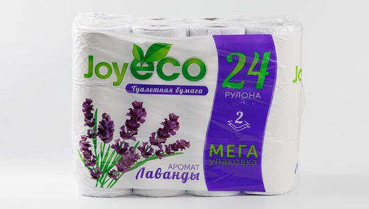 Бумага туалетная белая с ароматом лаванды 2 слоя 24 рулона, JOYeco