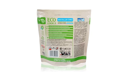 Капсулы для стирки Ecologica Gel Duo Capsules универсальные 2-х фазные дойпак 12 шт