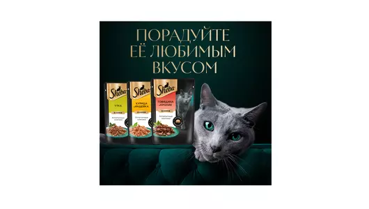 Корм влажный для взрослых кошек Sheba говядина с кроликом в соусе 75 г