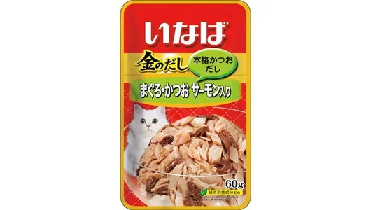 KINNODASHI 60гр Корм кон для кошек Желтоперый тунец и японский тунец-бонито с семгой (пауч)