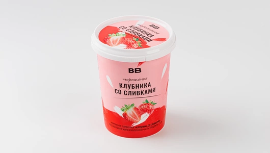 Мороженое "Клубника со сливками", 330 г