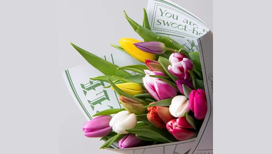 Букет Тюльпан, 15 шт, Рейнбоу Микс