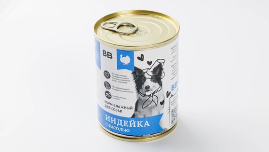 Корм влажный консервированный для собак "Индейка с фасолью", 340 гр Корм влажный консервированный для собак "Индейка с фасолью", 340 гр