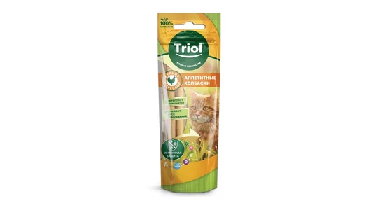 Triol Аппетитные колбаски из курицы с треской для кошек, 40г