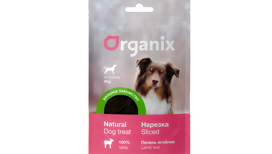 Organix лакомства Вяленое лакомство для собак «Печень ягненка нарезка»,  40г