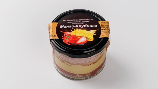 Десерт в банке "Манго клубника" без доб. белого сахара, кафе