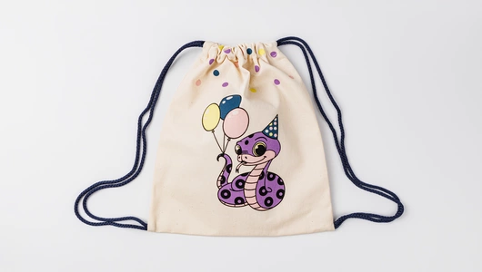 Сумка малая "Змейка шарики" синий шнур