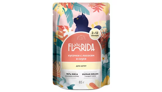 FLORIDA паучи Для котят: кусочки с лососем в соусе, 85г