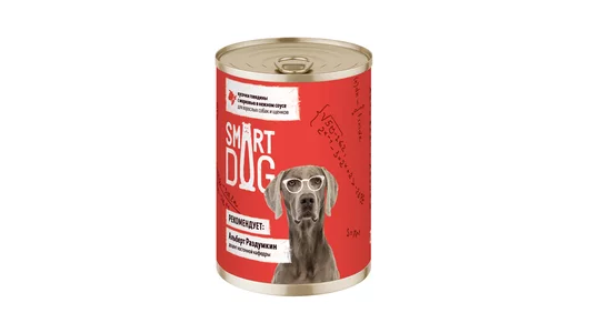 Smart Dog консервы Для взрослых собак и щенков кусочки говядины с морковью в нежном соусе, 400г