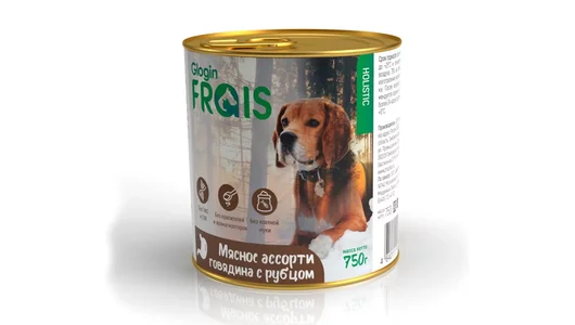 FRAIS HOLISTIC 750гр Корм для собак мясное ассорти говядина с рубцом