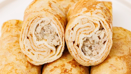 Блинчики с курицей и грибами, зам.