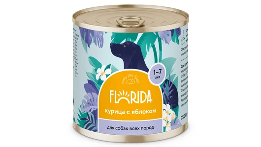 FLORIDA консервы Для собак «Курица с яблоком», 240г