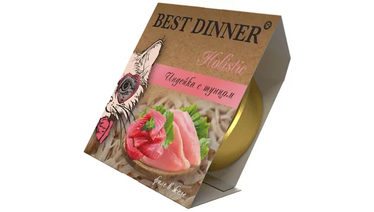 Влажный корм BEST DINNER Holistic для стерилизованных кошек, индейка с тунцом в желе 75гр