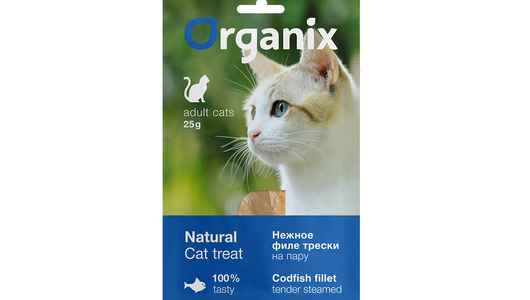 Organix лакомства для кошек «Нежное филе трески, приготовленное на пару» 100% рыба