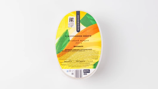 Мороженое с кусочками манго, 350 г