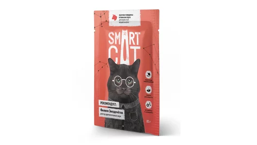 Smart Cat паучи Для взрослых кошек и котят кусочки говядины в нежном соусе, 85г