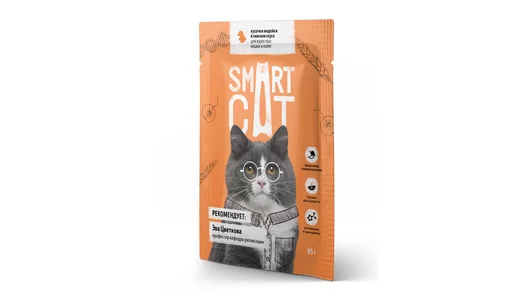Smart Cat паучи «Упаковка 25 шт» Паучи для взрослых кошек и котят кусочки индейки в нежном соусе, 25*85г