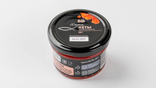 Икра кеты зернистая соленая ст/б охл., 100 г Икра кеты зернистая соленая ст/б охл., 100 г