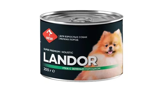 Влажный корм Landor Holistic для собак мелких пород, утка с зеленый горошком 200гр