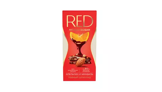 Шоколад темный Red Delight с пониженной калорийностью с апельсином и миндалем 70 г