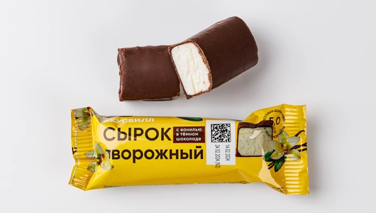 Сырок творожный с ванилью в темном шоколаде 5% Сырок творожный с ванилью в темном шоколаде 5%